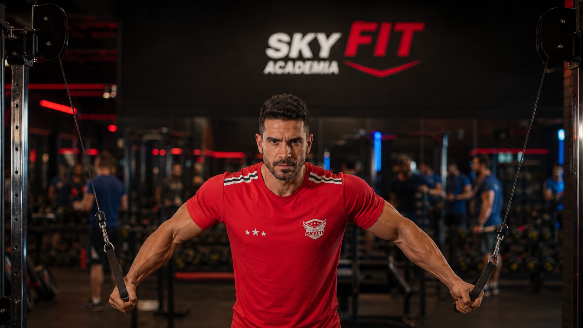 Aluno treinando no crossover